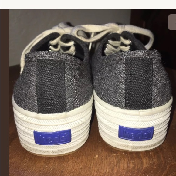 KEDS Gray Canvas Double Platform Shell Toe Tennis - Picture 3 of 8